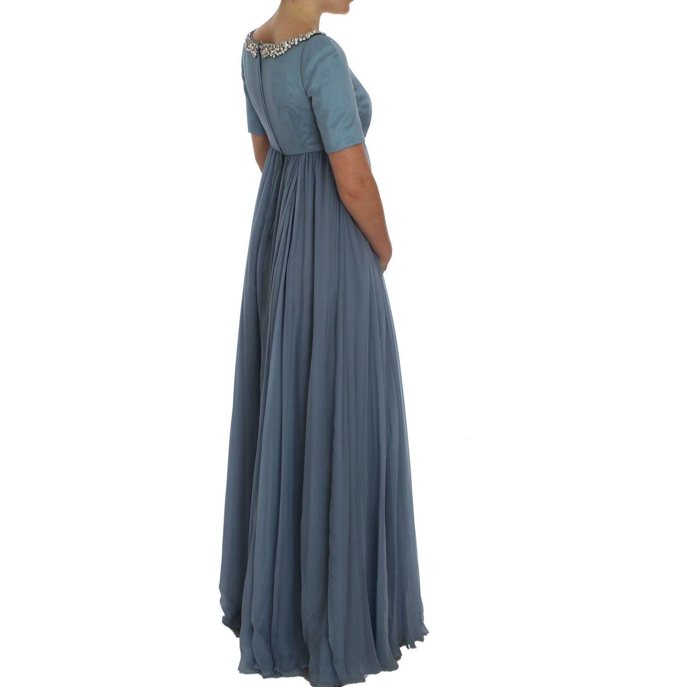 优雅水晶缀饰真丝礼服