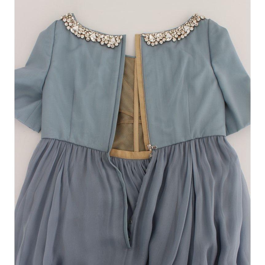 优雅水晶缀饰真丝礼服