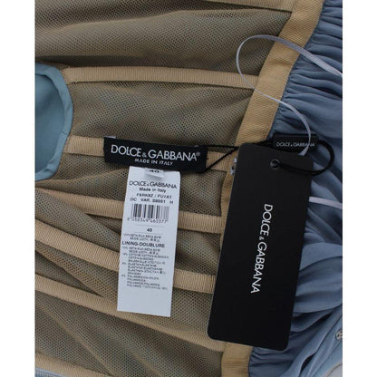 Dolce & Gabbana Blue Silk Crystal Sheath Gown Ball Dress Dolce & Gabbana