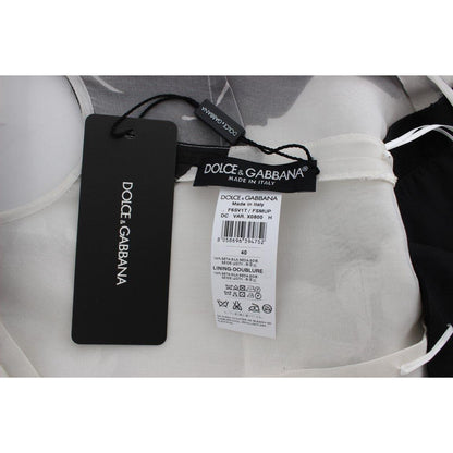 Dolce & Gabbana Black White Floral Silk Sheath Gown Dress Dolce & Gabbana