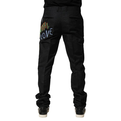 Dolce & Gabbana Black Graphic Embroidery Men Pants Dolce & Gabbana