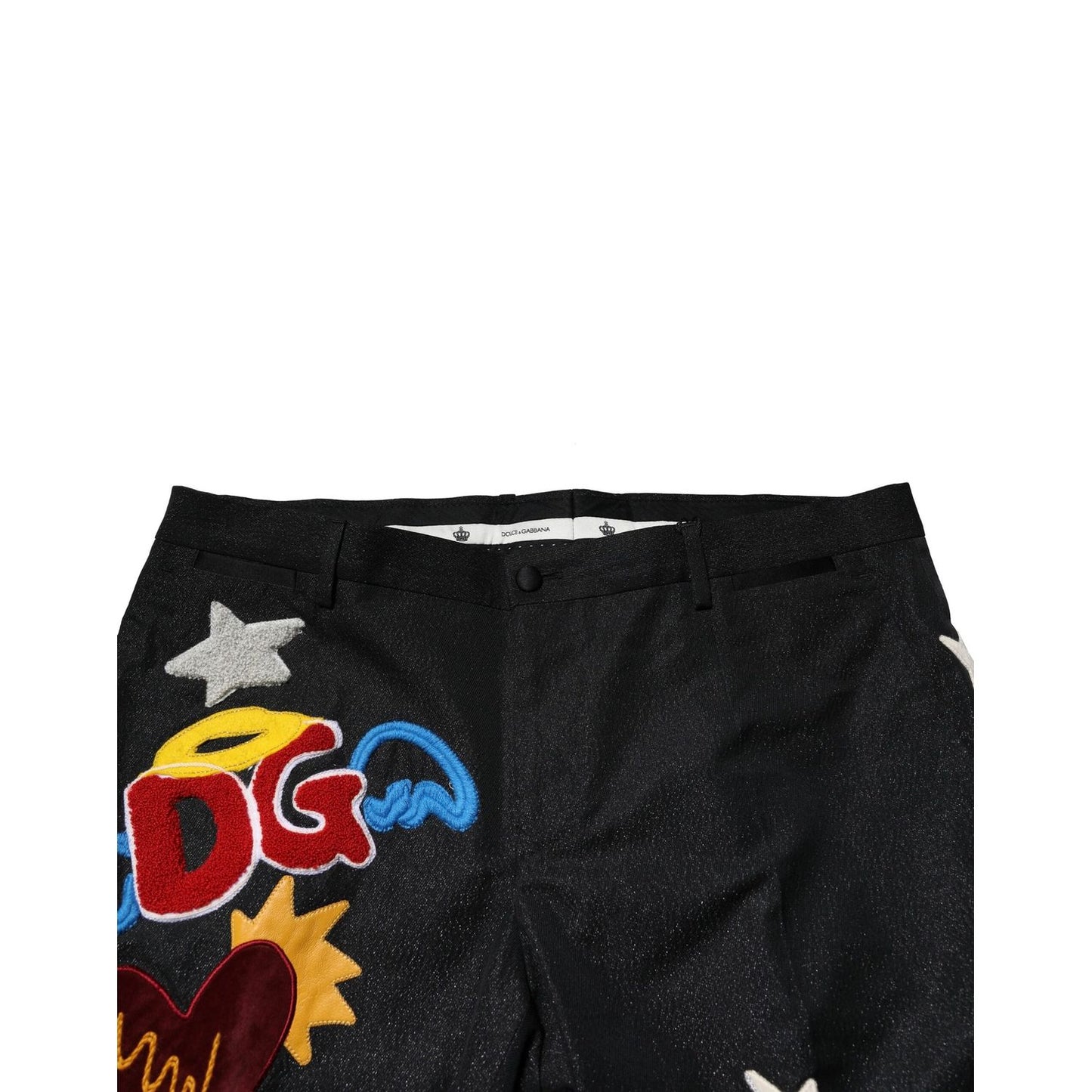 Dolce & Gabbana Black Graphic Embroidery Men Pants Dolce & Gabbana