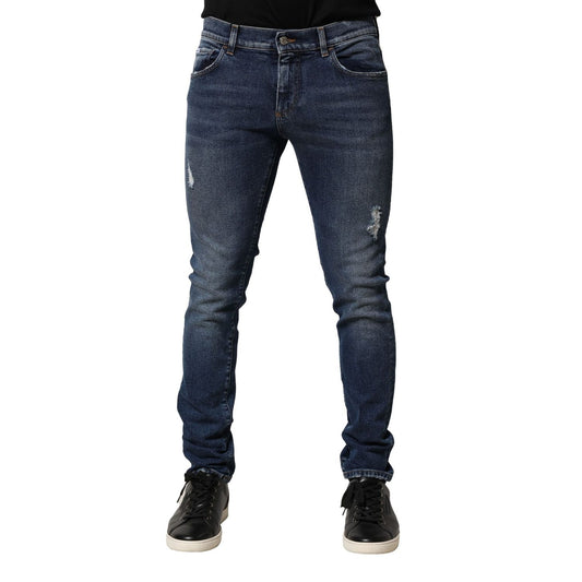 Dolce & Gabbana Blue Washed Skinny Cotton Denim Jeans