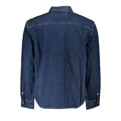 Calvin Klein Blu Cotton Men Jacket 1728,67403481248,Blue,Calvin Klein,Clothing,Denim Jackets - Jackets & Coats - Clothing,Jackets & Coats - Clothing,Men,New with tags,S,XXL