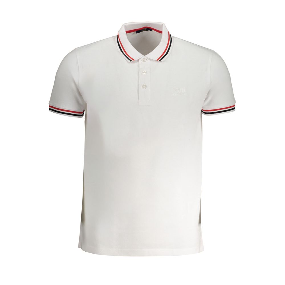 Cavalli Class Bianco Cotton Men's Polo Shirt