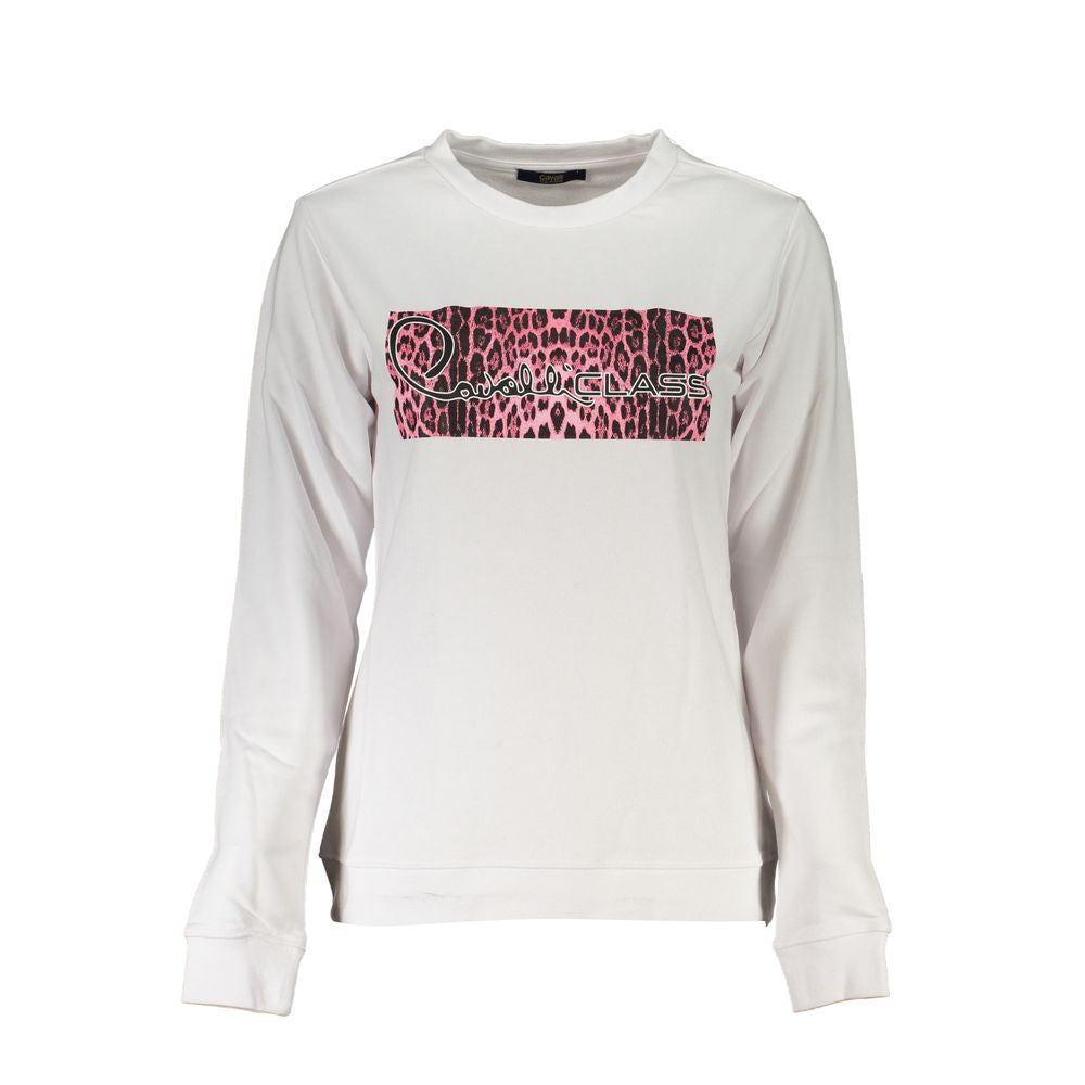 Cavalli Class White Cotton Sweatshirt Cavalli Class
