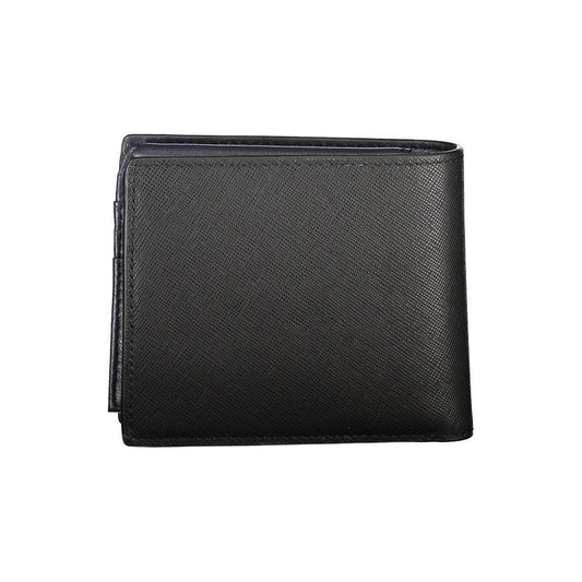Tommy Hilfiger black leather wallet with two compartments, coin purse, card slots, contrast details, and logo. Stylish and functional.
