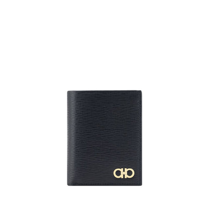 Ferragamo Black Calf Leather Bos Taurus Wallet