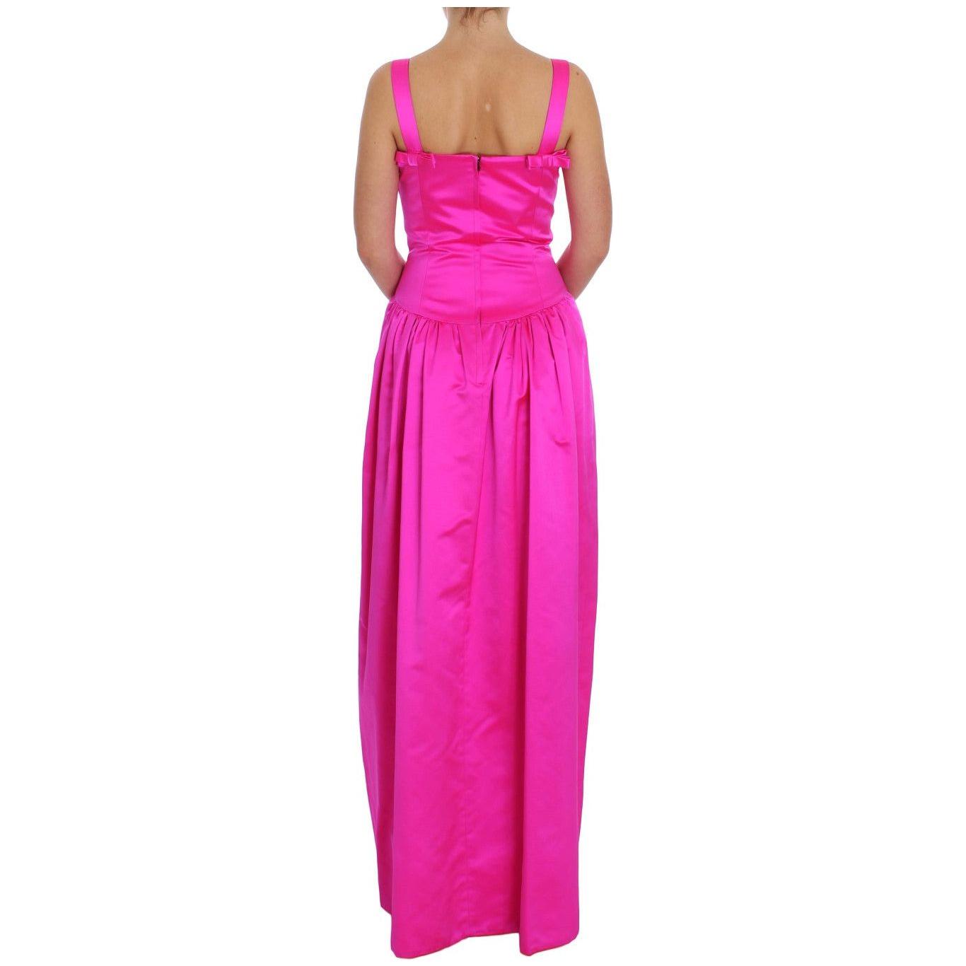 Dolce & Gabbana Pink Silk Long Sheath Ball Gown Dress Dolce & Gabbana