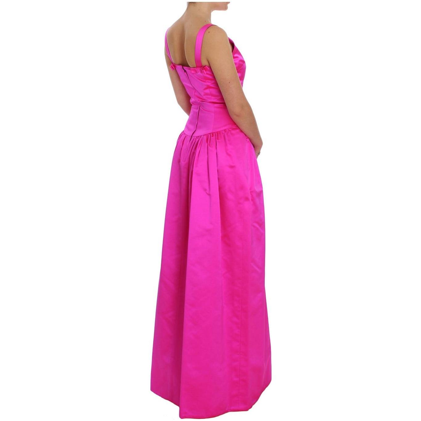 Dolce & Gabbana Pink Silk Long Sheath Ball Gown Dress Dolce & Gabbana