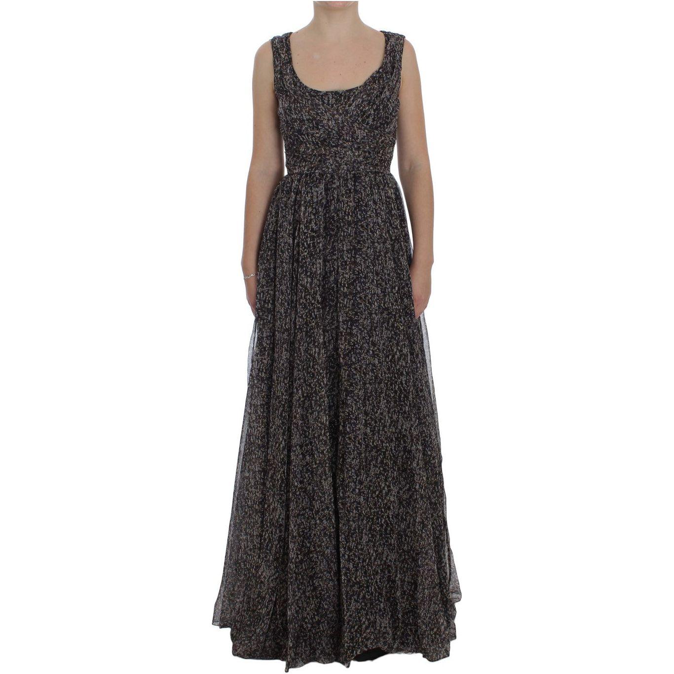 Dolce & Gabbana Dark Silk Shift Gown Full Length Dress Dolce & Gabbana