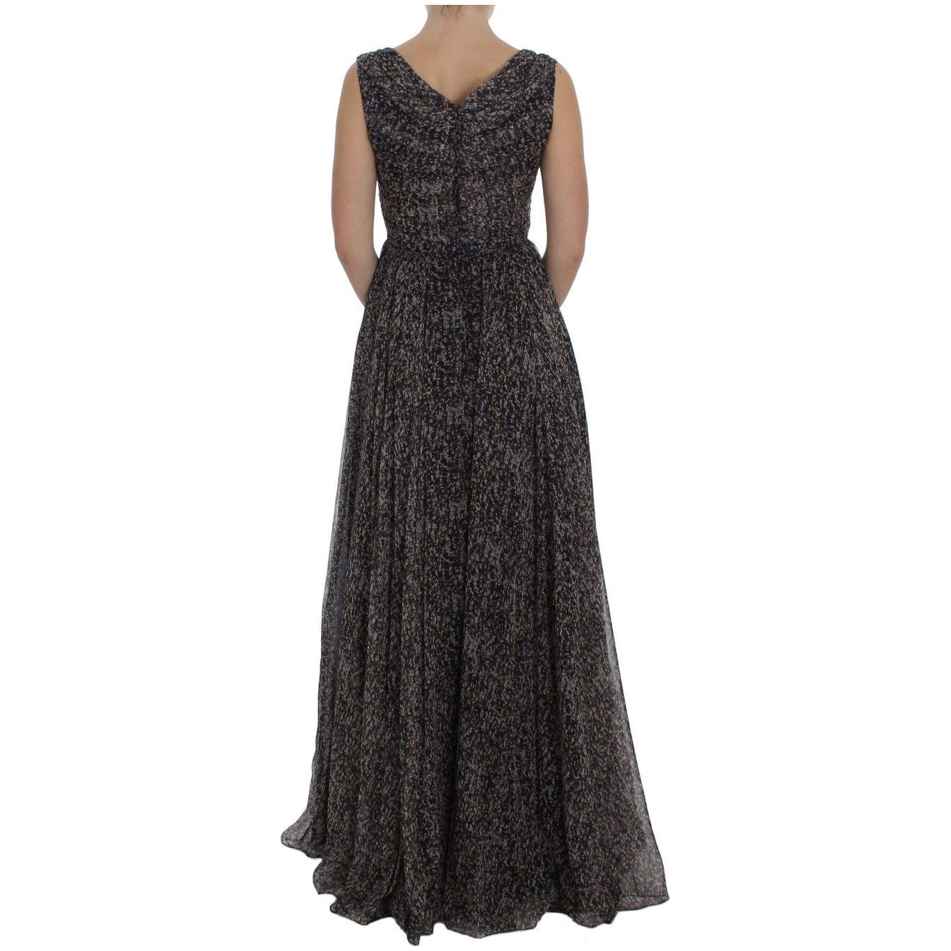 Dolce & Gabbana Dark Silk Shift Gown Full Length Dress Dolce & Gabbana