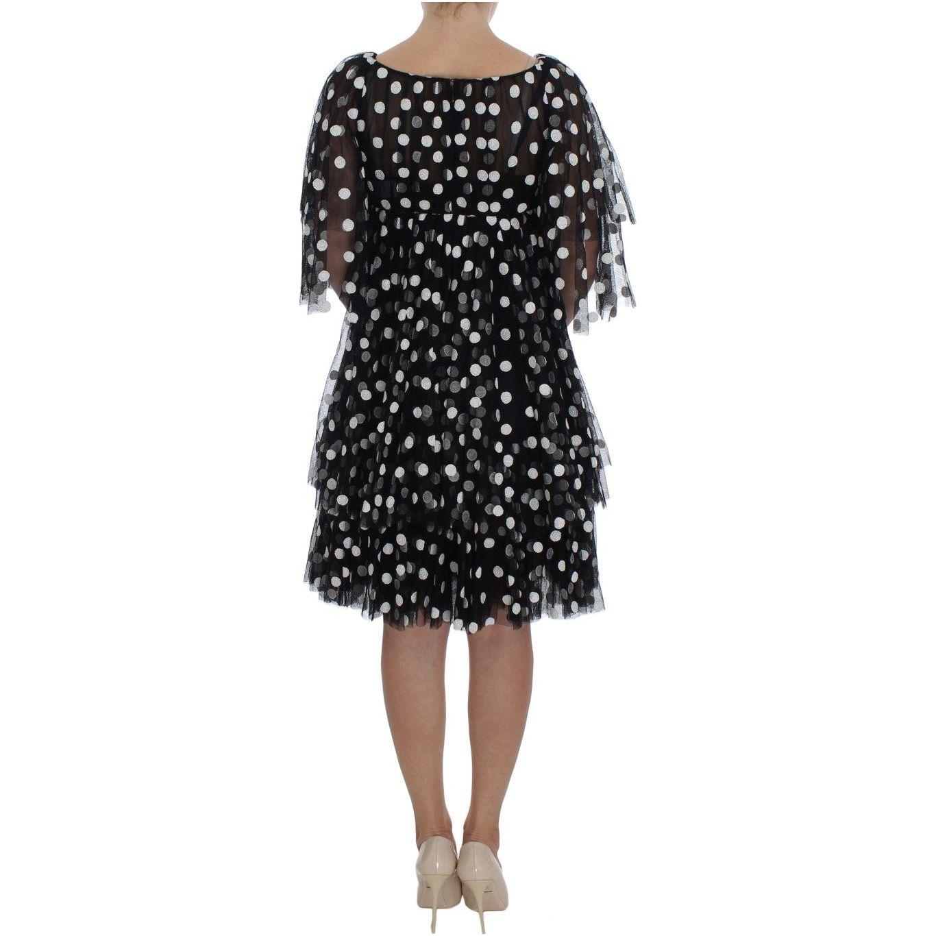 Dolce & Gabbana Black White Polka Dotted Ruffled Dress Dolce & Gabbana