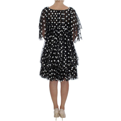 Dolce & Gabbana Black White Polka Dotted Ruffled Dress Dolce & Gabbana