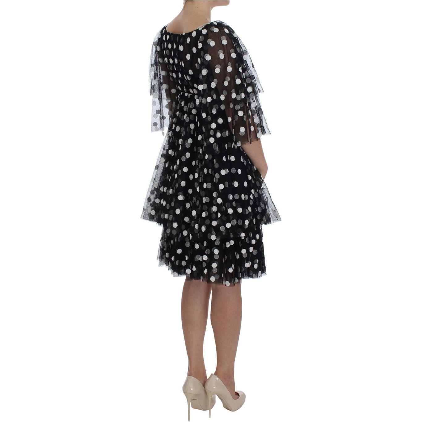 Dolce & Gabbana Black White Polka Dotted Ruffled Dress Dolce & Gabbana
