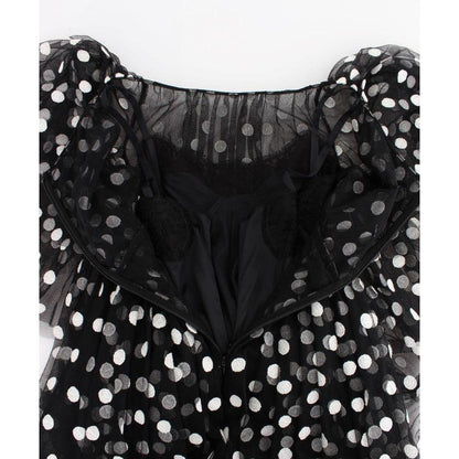 Dolce & Gabbana Black White Polka Dotted Ruffled Dress Dolce & Gabbana