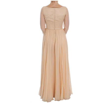 Dolce & Gabbana Beige Silk Ball Gown Full Length Dress Dresses