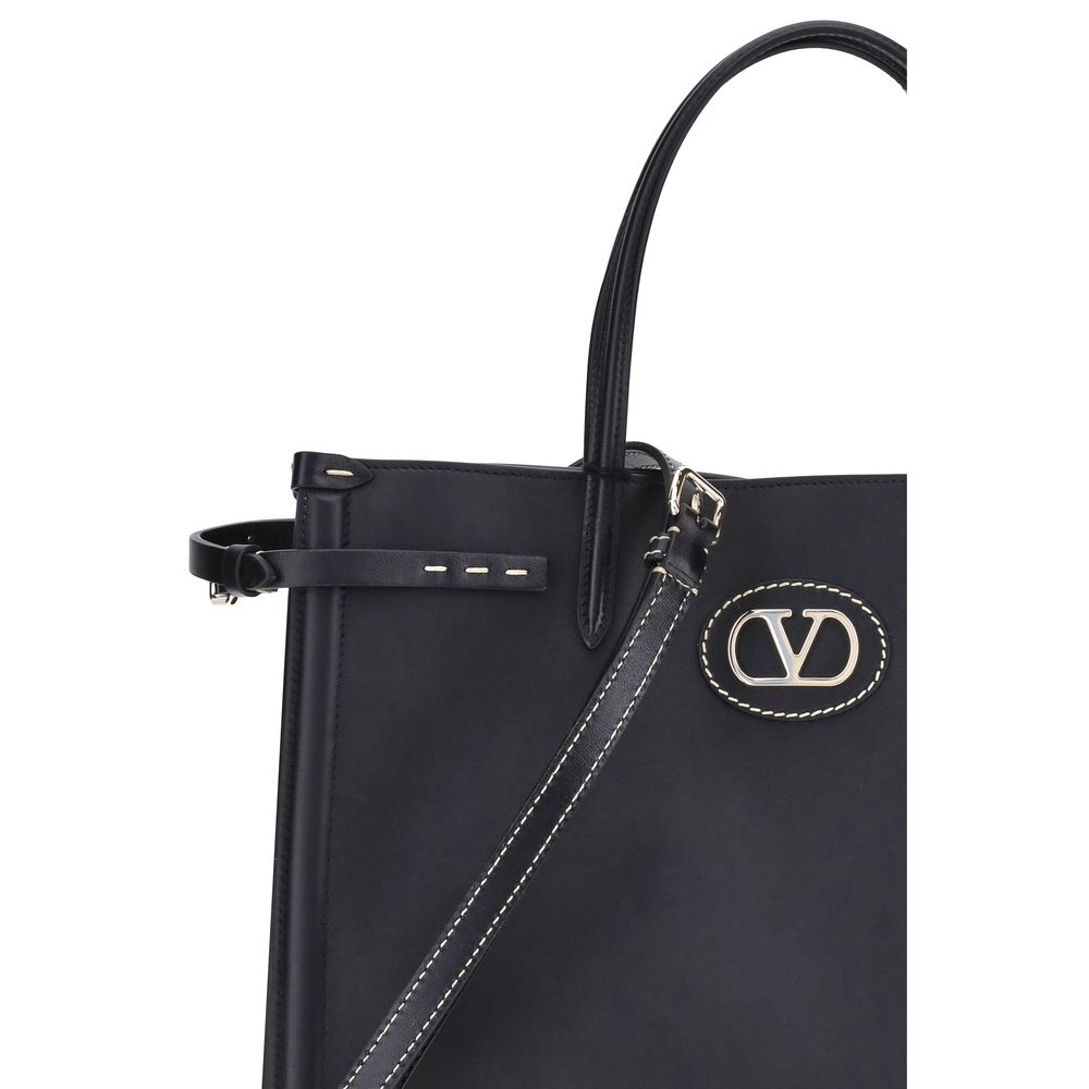 Valentino Garavani Black Calf Leather Bos Taurus Shoulder Bag