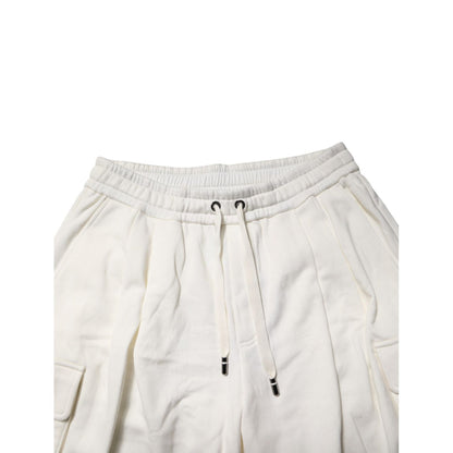 Dolce & Gabbana White Cotton Cargo Bermuda Sweatshorts Shorts