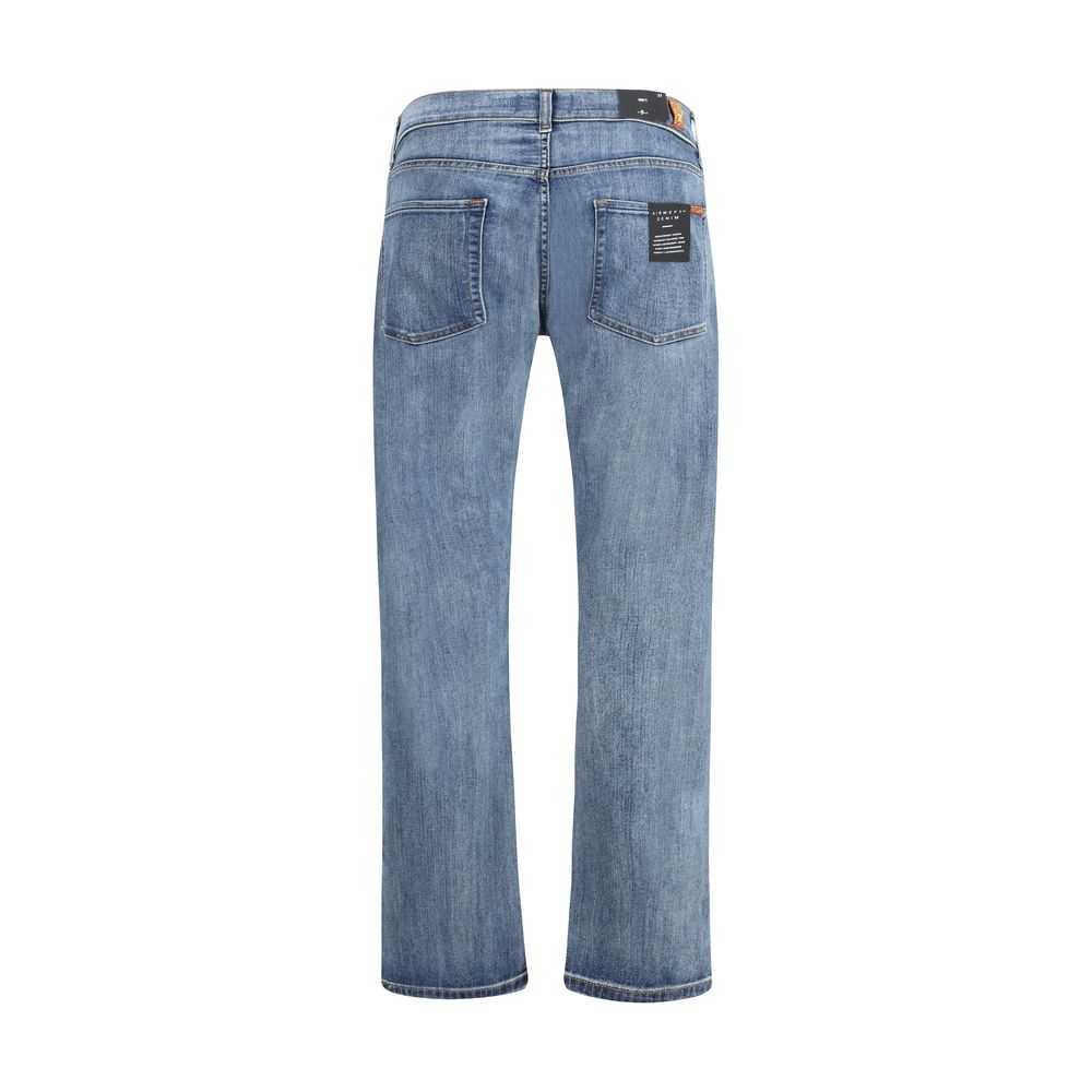 7FOR Blue Cotton Straight-Leg Jeans 7FOR