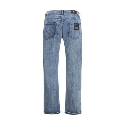 7FOR Blue Cotton Straight-Leg Jeans 7FOR