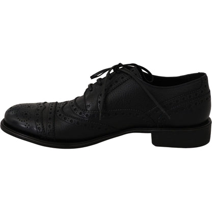Dolce & Gabbana Blue Leather Wingtip Oxford Dress Shoes