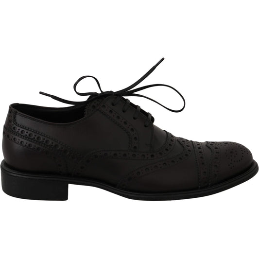 Dolce & Gabbana Elegant Bordeaux Wingtip Derby Dress Shoes Dress Shoes Dolce & Gabbana