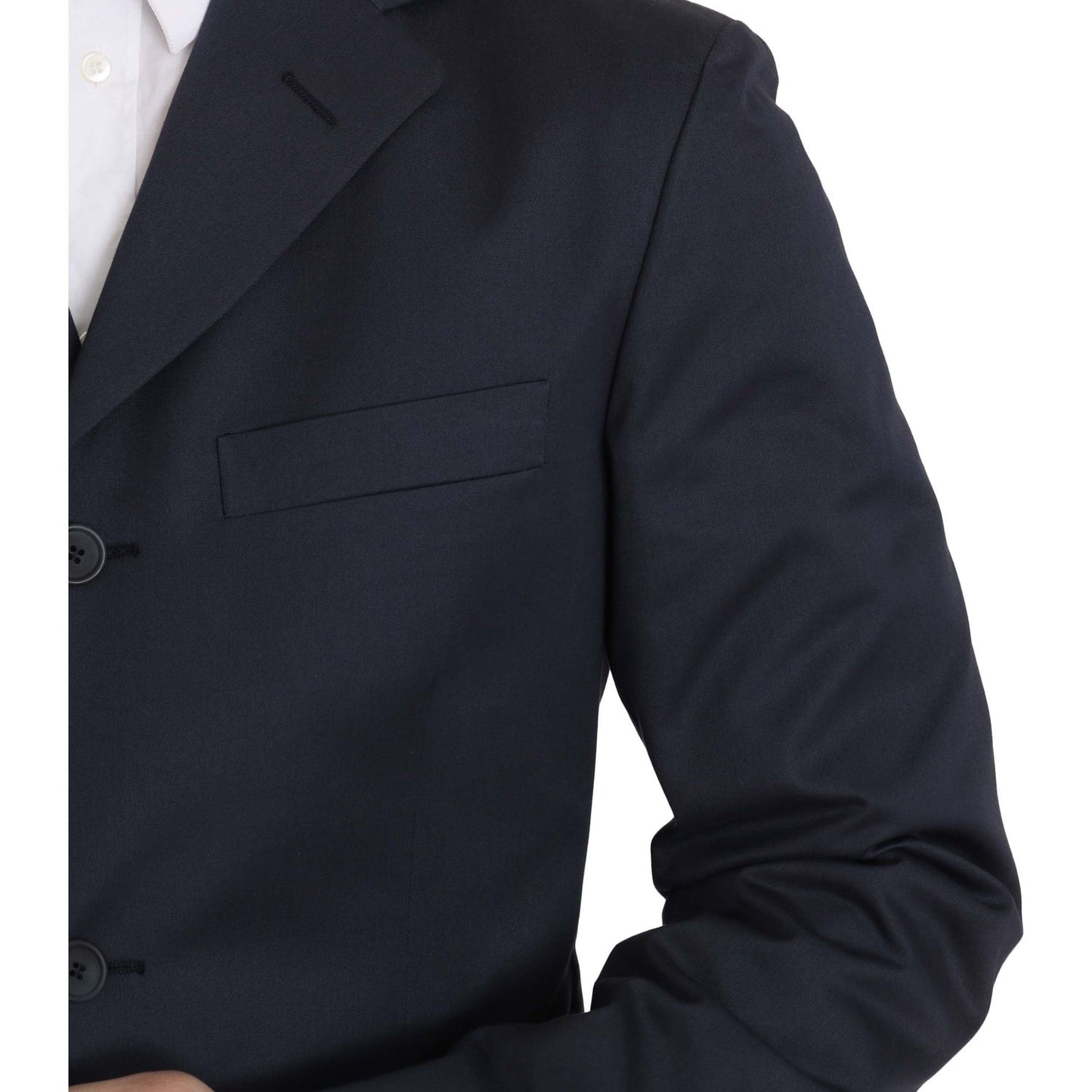 Romeo Gigli Two Piece 3 Button Cotton Blue Solid Suit