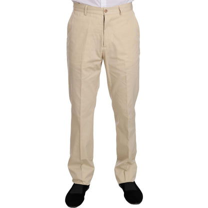 Romeo Gigli Two Piece 3 Button Beige Cotton Solid Suit