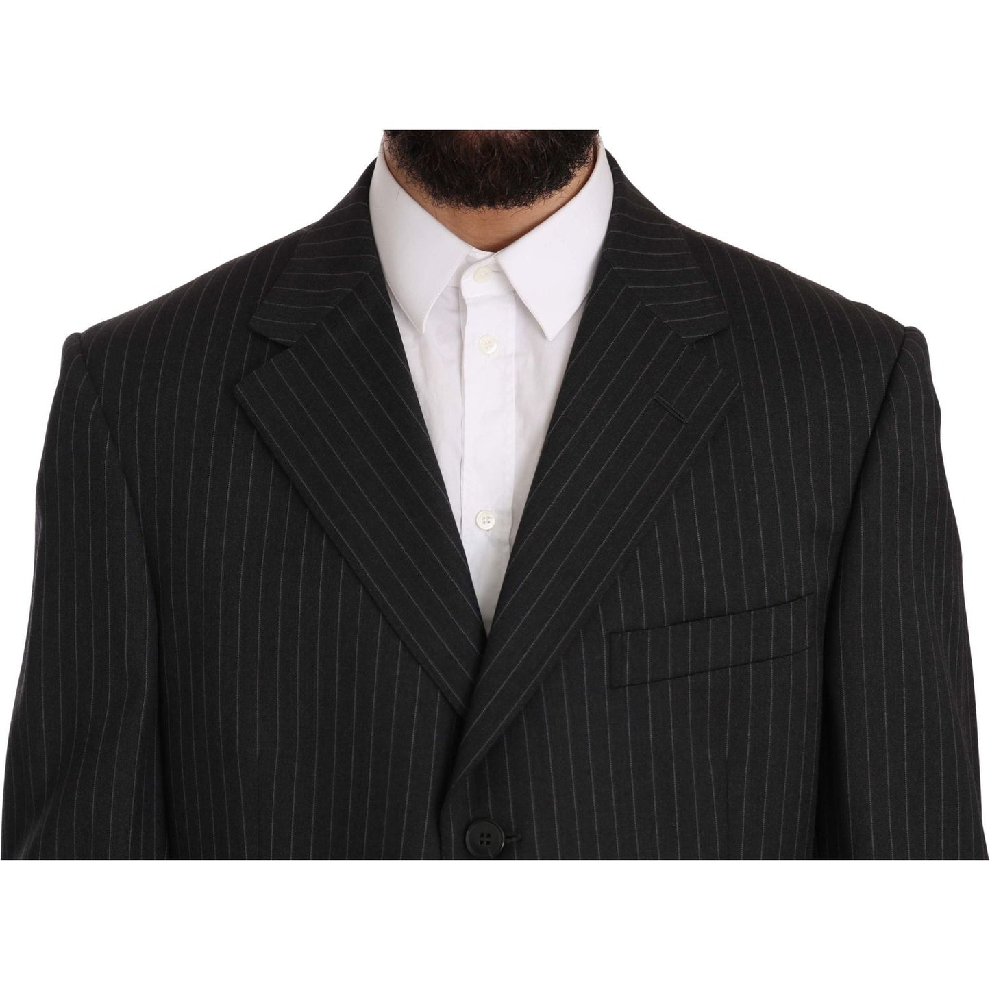 Z ZEGNA Elegant Black Striped Wool Suit Suit Z ZEGNA