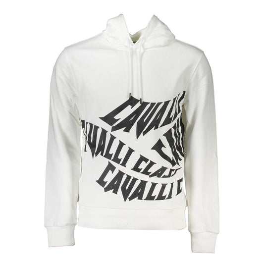 Cavalli Class White Cotton Men Sweatshirt 1728,67403481248,Cavalli Class,Clothing,L,M,Men,New with tags,Sportswear - Clothing,Sweaters - Clothing,Sweatshirt - Sportswear - Clothing,Sweatshirts - Sweaters - Clothing,White,XL,XXL