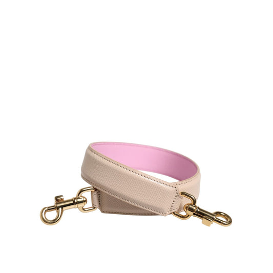 Dolce & Gabbana Beige Pink Leather Handbag Accessory Shoulder Strap