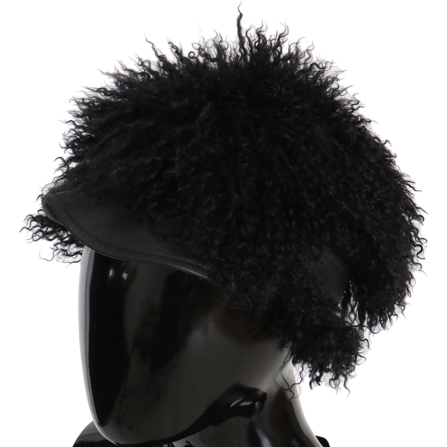 别致的黑色西藏羔羊皮盖茨比帽