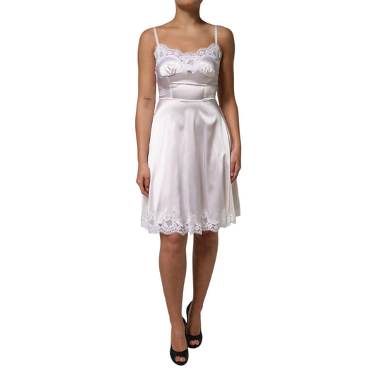 Dolce & Gabbana White Lace Gold DG Logo Silk Dress Sleepwear 1728,67345645728,Clothing,Dolce & Gabbana,Dresses - Women - Clothing,IT38 | XS,Material: 67% Silk 24% Cotton 6% Nylon 3% Elastane,New with tags,Nightgowns - Sleepwear - Clothing,Sleepwear - Clot