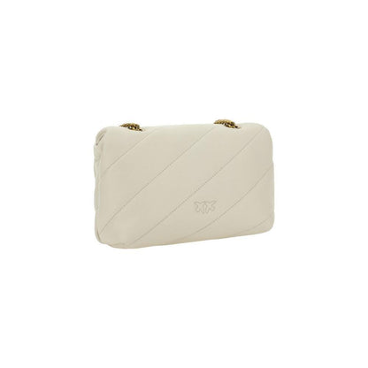 PINKO White Calf Leather Bos Taurus Shoulder Bag