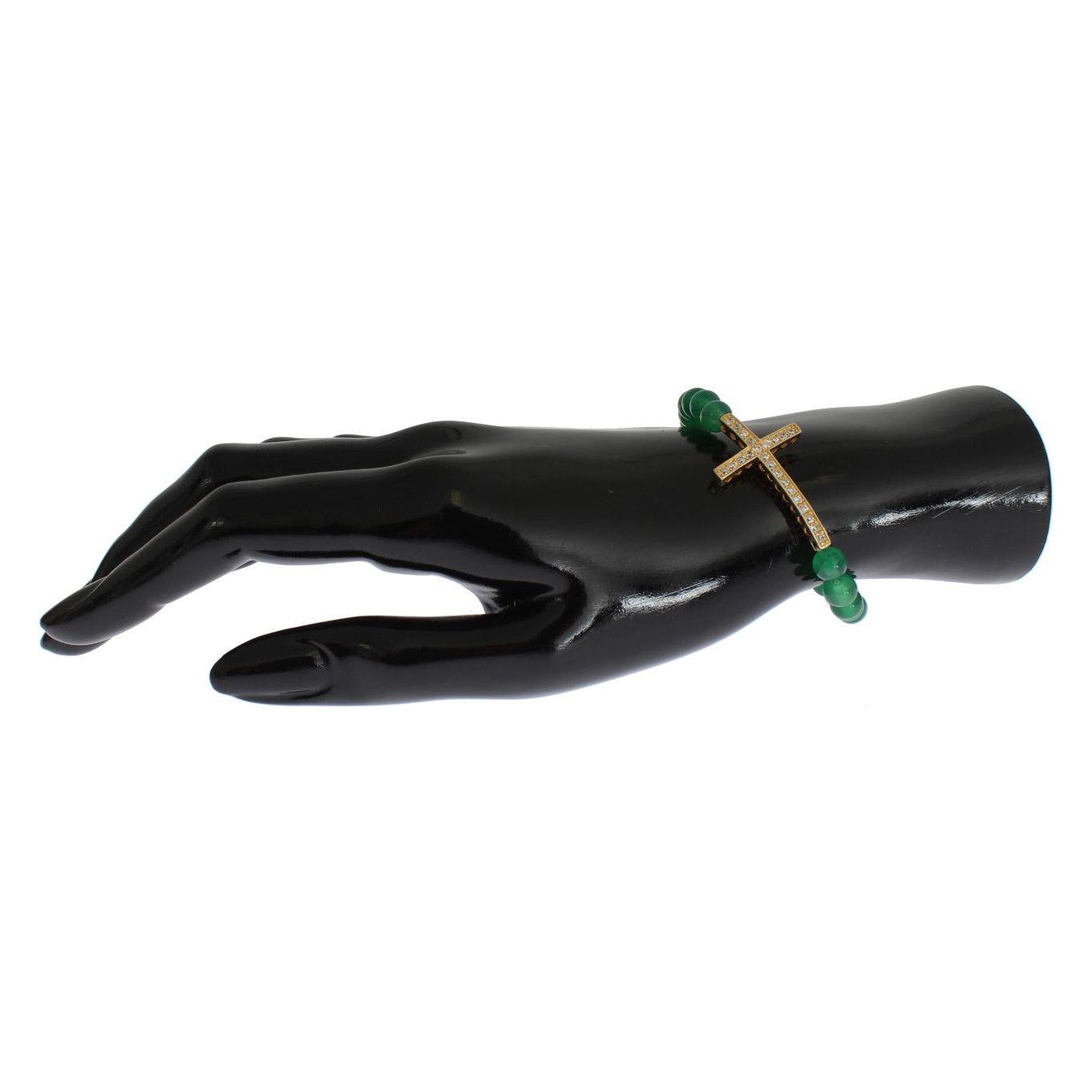 优雅的绿色翡翠珠和镀金手链