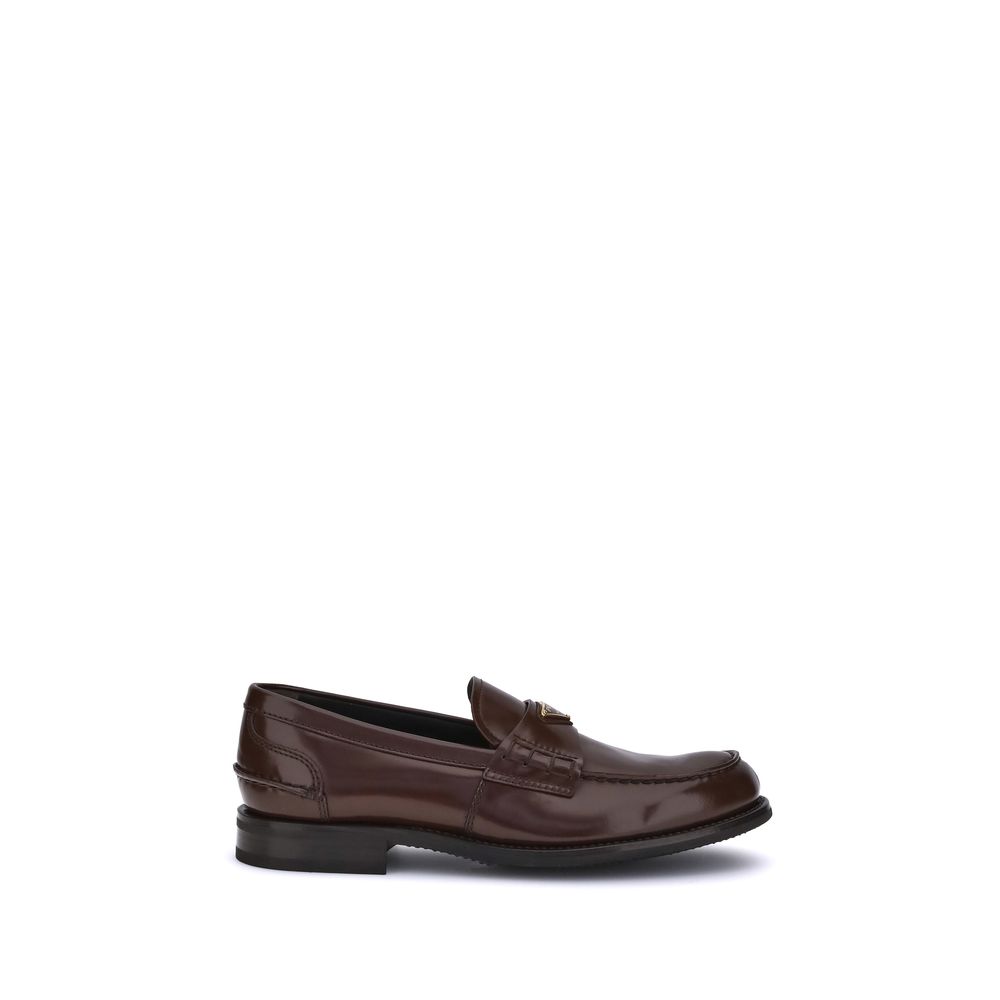 Prada Brown Calf Leather Bos Taurus Slip-On Loafers Prada
