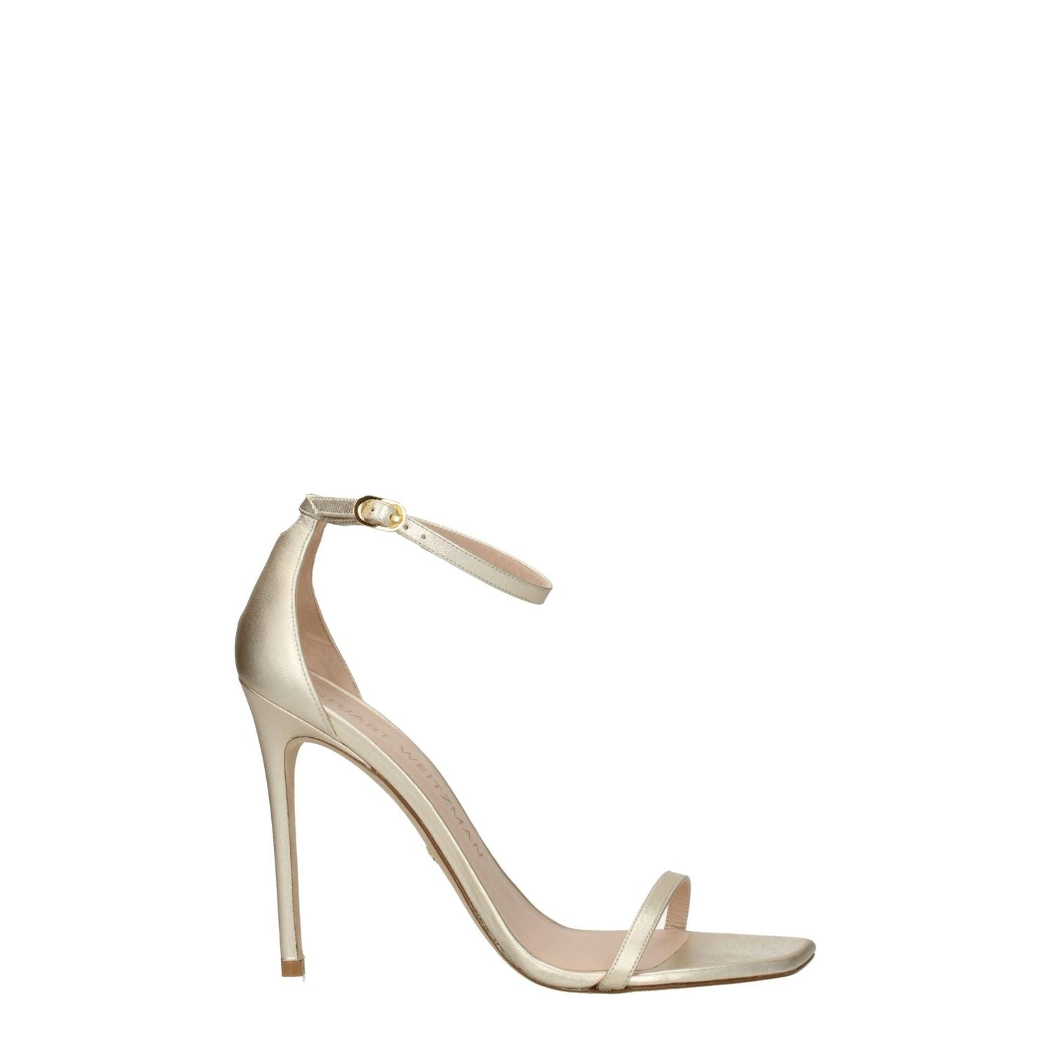 Stuart Weitzman Gold Leather Stiletto Heel Sandals