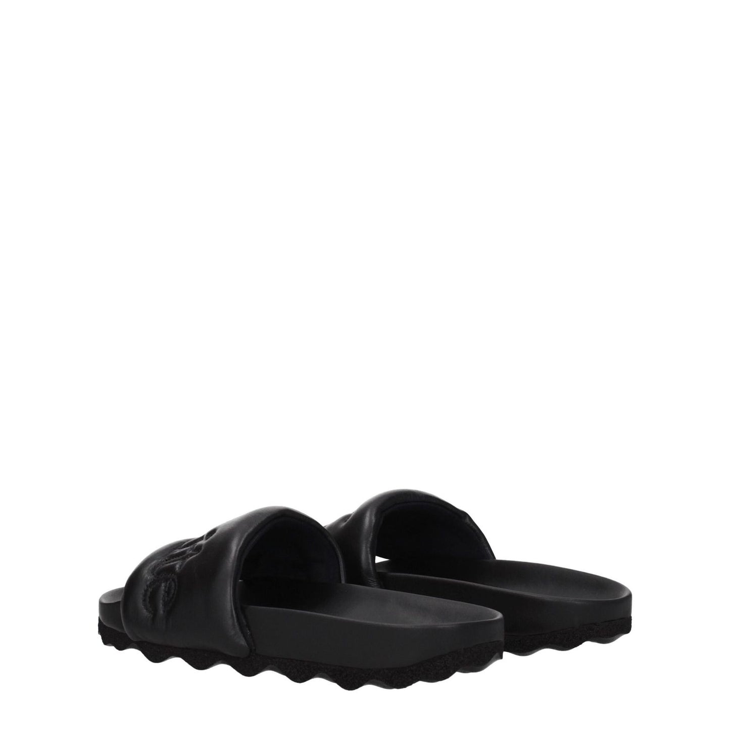 Off-White Black Leather Slippers