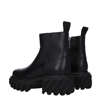 Off-White Black Leather Ankle Boots