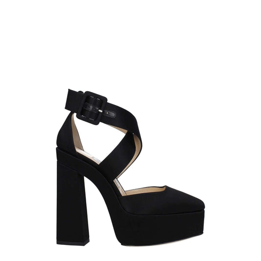 Jimmy Choo Black Satin Platform Sandals 1728,75667636384,Black,EU39.5/US9.5,Jimmy Choo,New with tags,Platforms - Sandals - Shoes,Sandals - Shoes,Shoes,Women