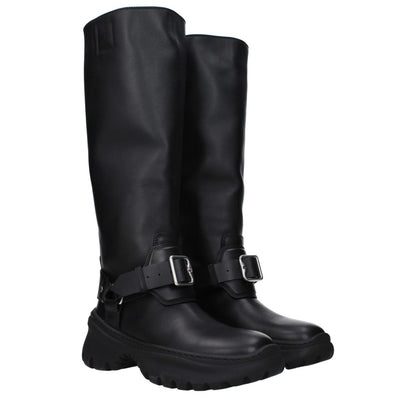 Burberry Black Leather Boots Burberry