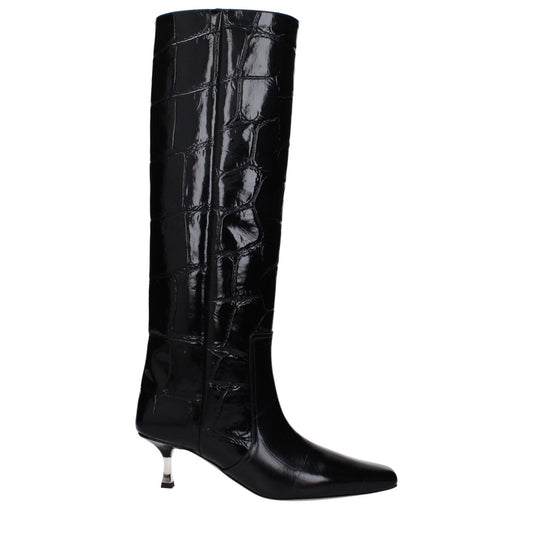 Paris Texas Black Leather High Heel Boots Paris Texas