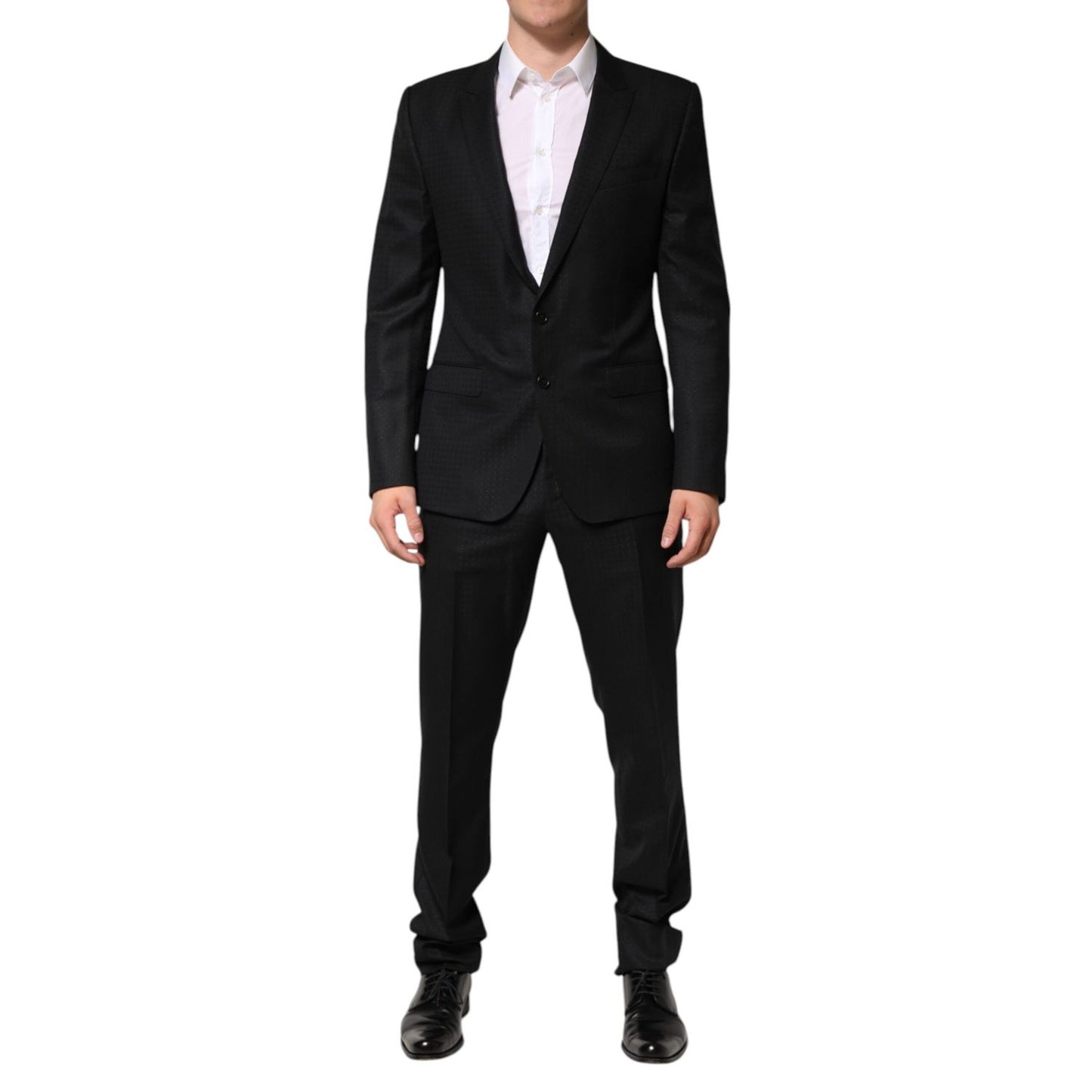 Dolce & Gabbana Dark Gray Jacquard Single Breasted 2 Piece Suit