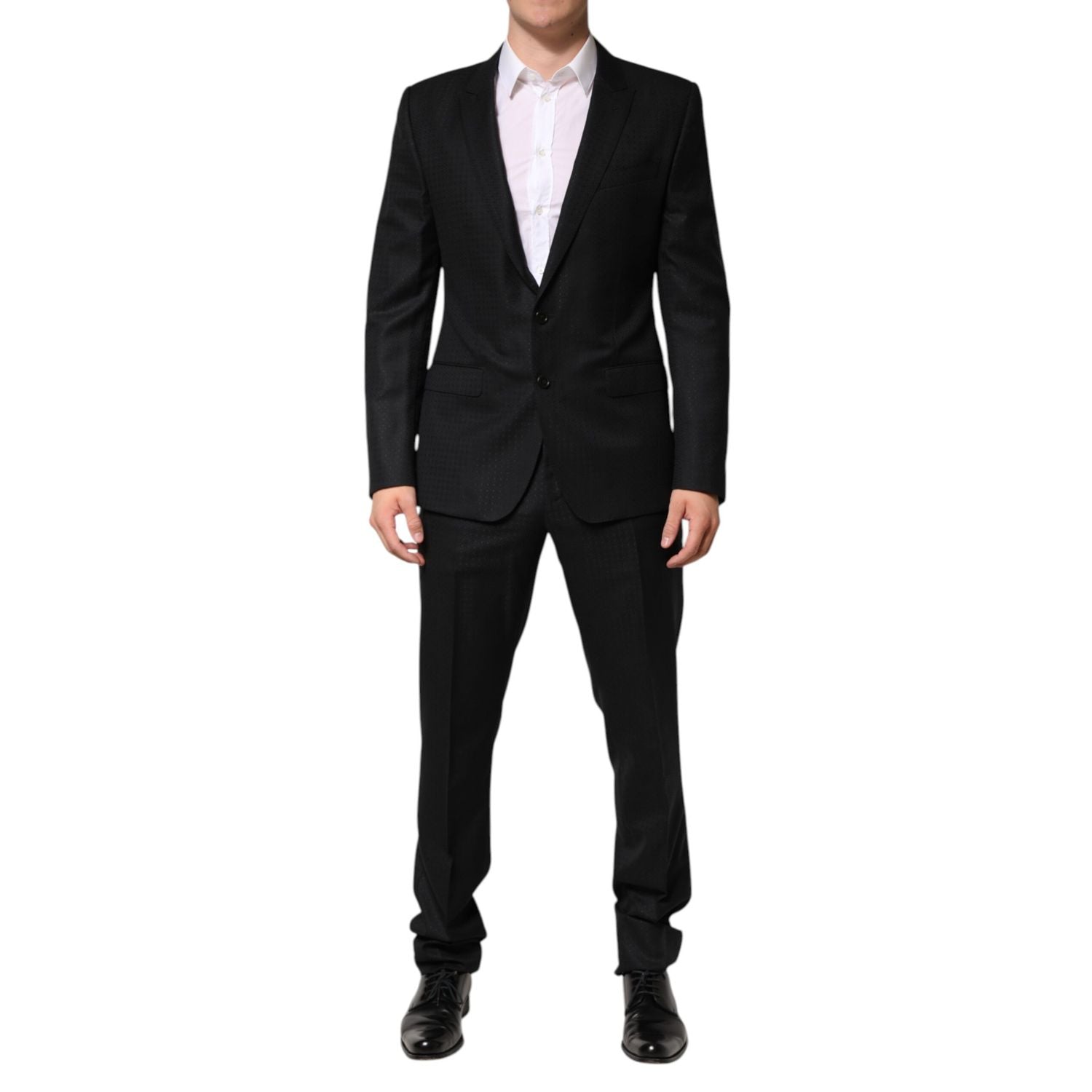 Dolce & Gabbana Dark Gray Jacquard Single Breasted 2 Piece Suit