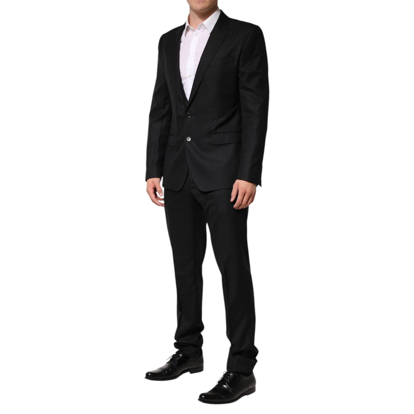 Dolce & Gabbana Dark Gray Jacquard Single Breasted 2 Piece Suit