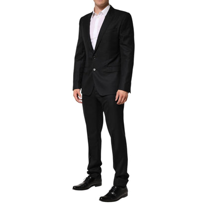 Dolce & Gabbana Dark Gray Jacquard Single Breasted 2 Piece Suit
