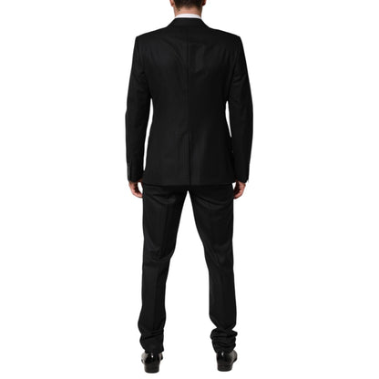 Dolce & Gabbana Dark Gray Jacquard Single Breasted 2 Piece Suit