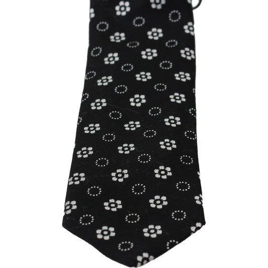 Dolce & Gabbana Elegant Black Floral Silk Necktie Necktie Dolce & Gabbana