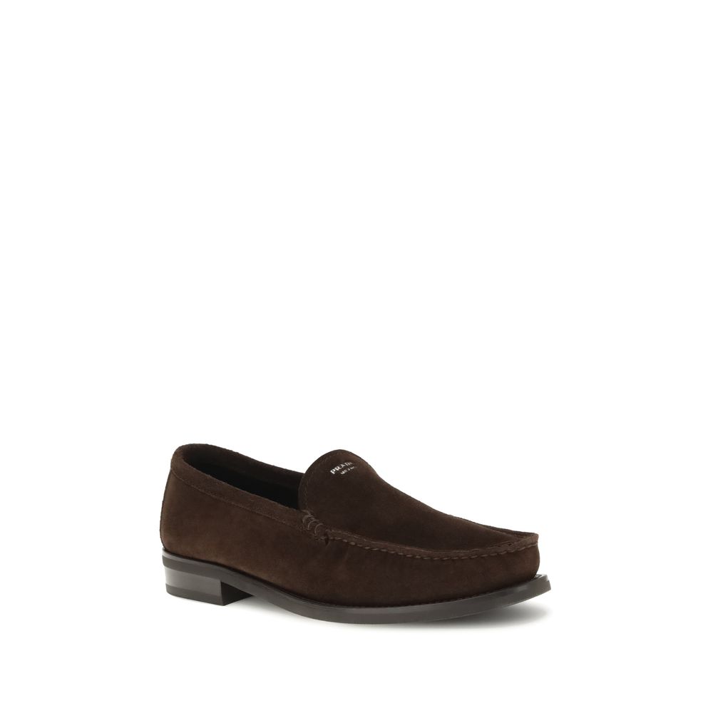 Prada Brown Calf Leather Bos Taurus Slip-On Loafers Prada
